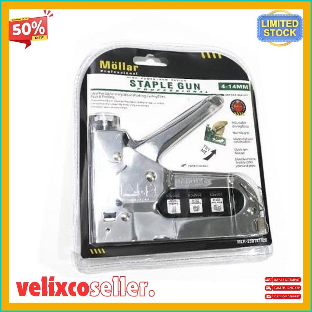 

Gun Tacker Alat Staples Dan Paku Tembak 3In1 / Staple Gun Mollar 4-14Mm / Stapler Tembak Manual Flash Sale! Diskon Hingga 70%