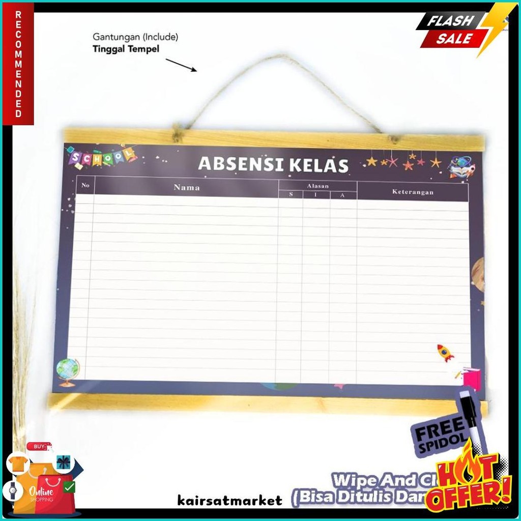

Rha Gallery Planner Sekolah Absensi Kelas Siswa Astronout Wipe And Clean List Jadwal Tulis 32X48 Cm Diskon Setengah Harga