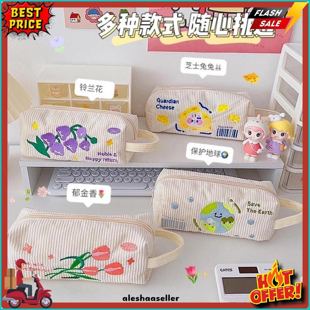 

Kensho Pouch Aesthetic Kain Corduroy Handle Lucu Import / Kotak Pensil Kain / Tempat Makeup / Cute Flash Sale! Diskon Hingga 70%