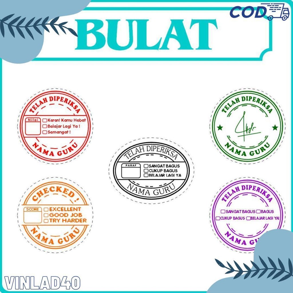

Stempel Nilai Guru / Penilaian / Koreksi / Checked / Reward Siswa Murid Sekolah Diskon Setengah Harga