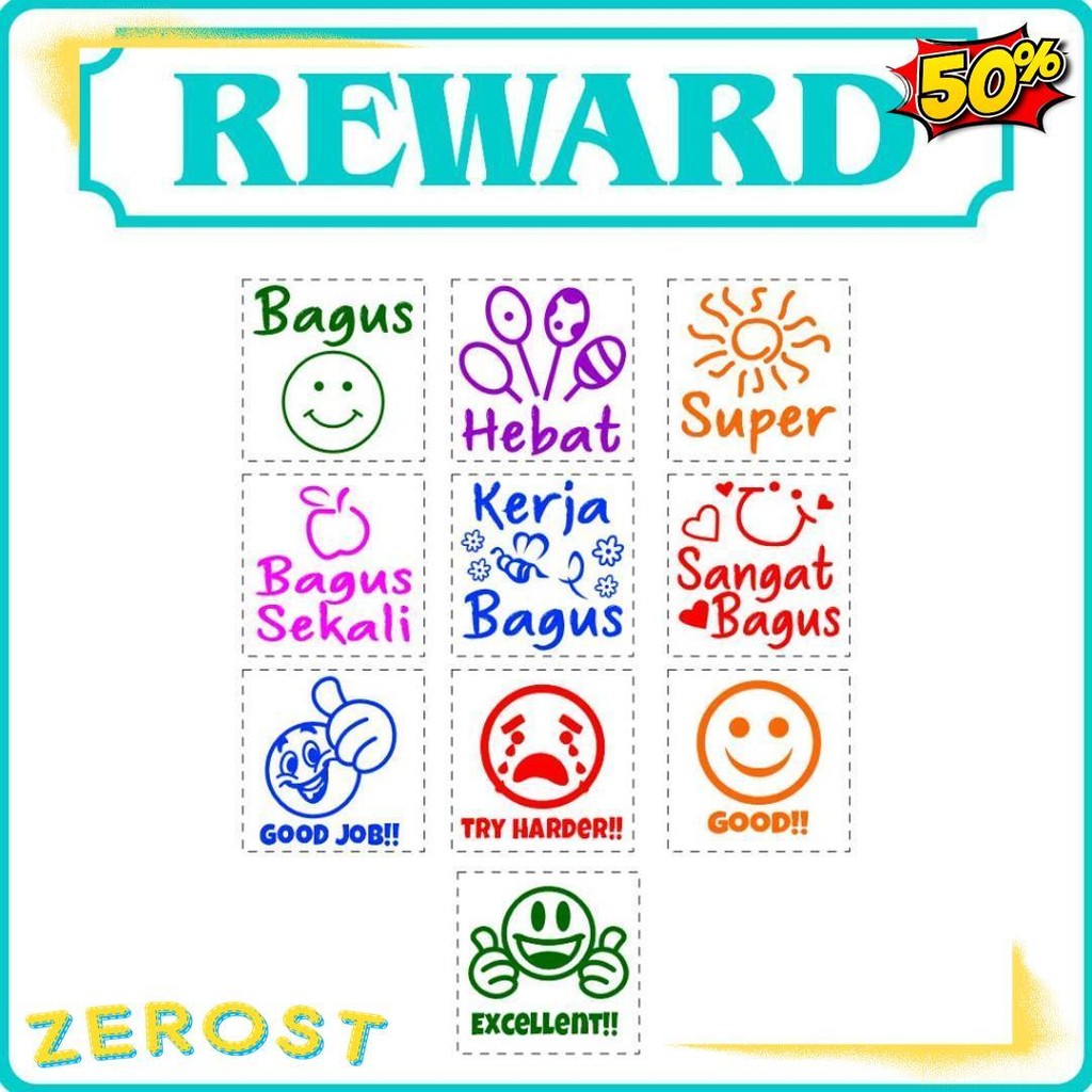 

Stempel Nilai Guru / Penilaian / Koreksi / Checked / Reward Siswa Murid Sekolah Diskon Setengah Harga