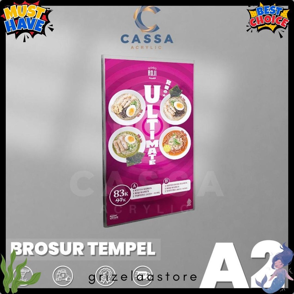 

Tempat Brosur Tempel / Sign Holder Acrylic / Akrilik Dinding A2 Diskon