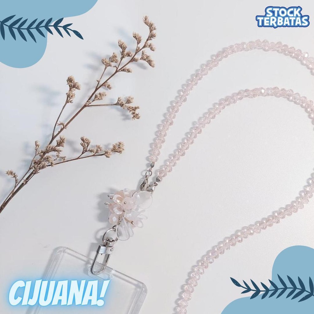 

[Lalaluna] Lanyard Crystal Beads Aesthetic | Gantungan Id Card Kantor - Bloom Flash Sale! Diskon Hingga 70%