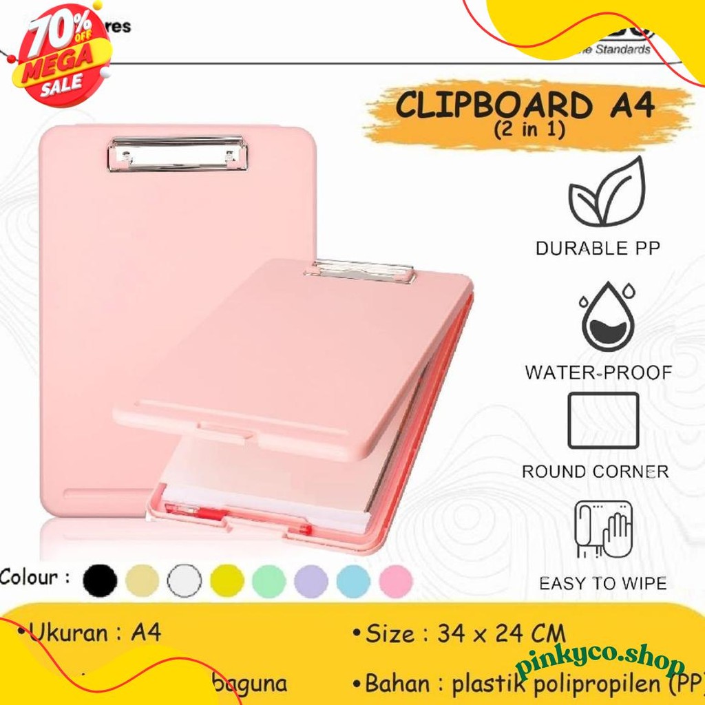 

Clipboard + Storage Alas Papan Ujian / Papan Jalan 2In1 / Clipboard 2 In 1 / Clip Board A4 Terlaris! Produk Ini Banyak Dicari