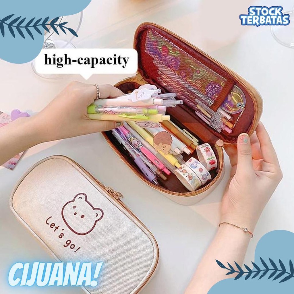 

[Miloli] Kotak Pensil Bear Cartoon Kanvas Minimalis Aesthetic Korean Style Stationery - F0204 Terlengkap Dan Termurah