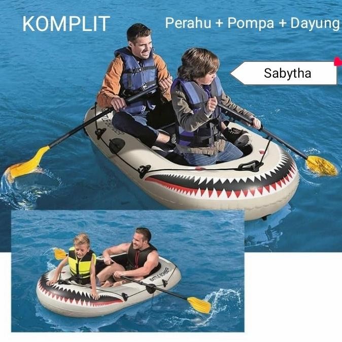 KOMPLIT Perahu karet Battle Bomber 2 orang - boat karet INTEX # 61108