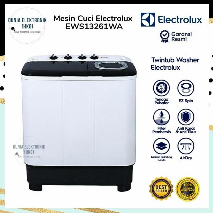 Murah MESIN CUCI ELECTROLUX EWS13261WA EWS 13261WA MESIN CUCI 2 TABUNG 12 KG Non COD