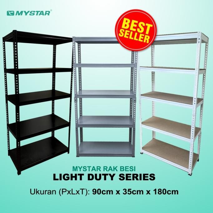 *****] Mystar Rak Besi (Boltless) 350 mm x 900 mm x 1800 mm - 5 LEVELS