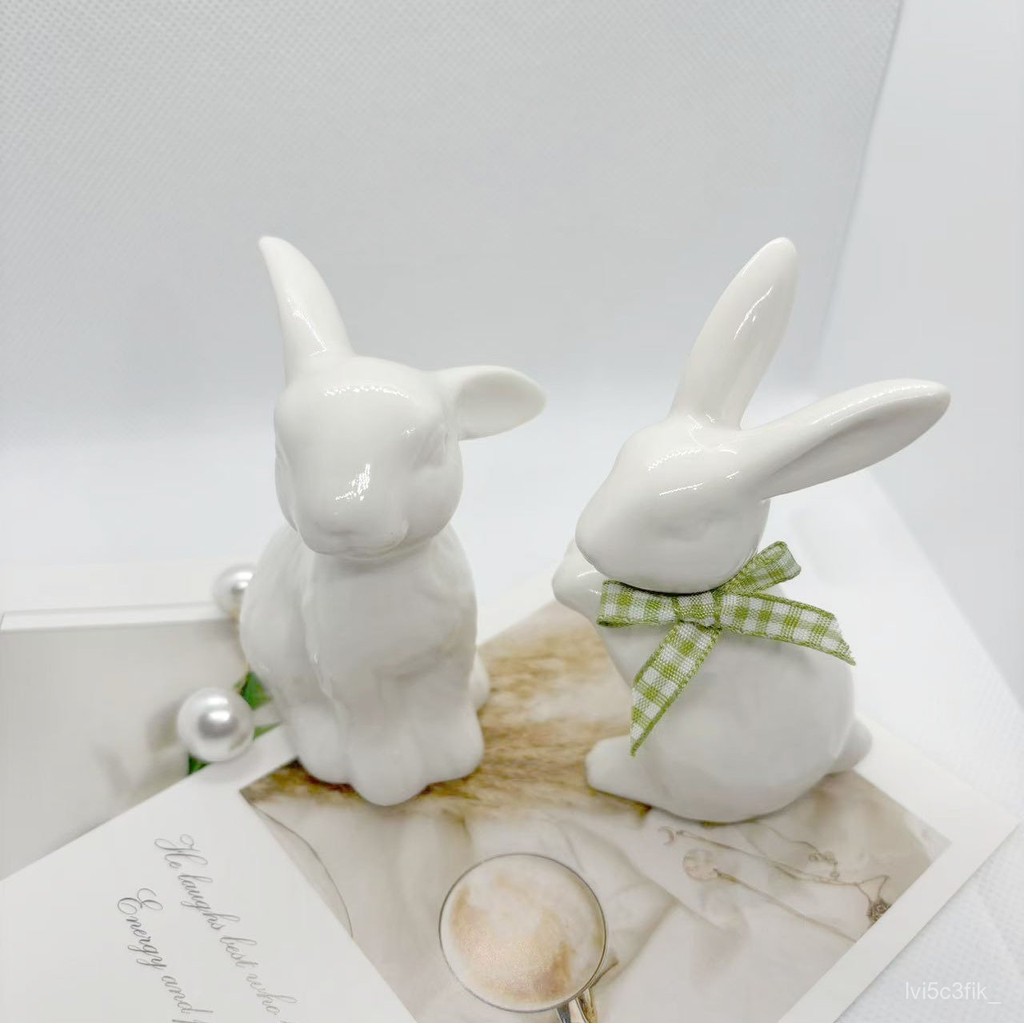 Dekorasi Kelinci Keramik Minimalis - Hiasan Meja Estetik untuk Ruang Tamu, Rak Wine & Pintu Masuk