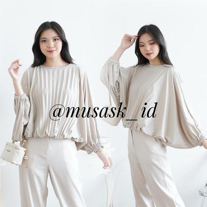 Promo Atasan Plisket Oversized / Atasan Plisket Batwing /  Baju Plisket Oversized / A07