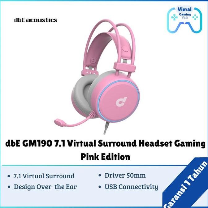 DBE GM190 7.1 VIRTUAL SURROUND HEADSET GAMING PINK EDITION 1904T