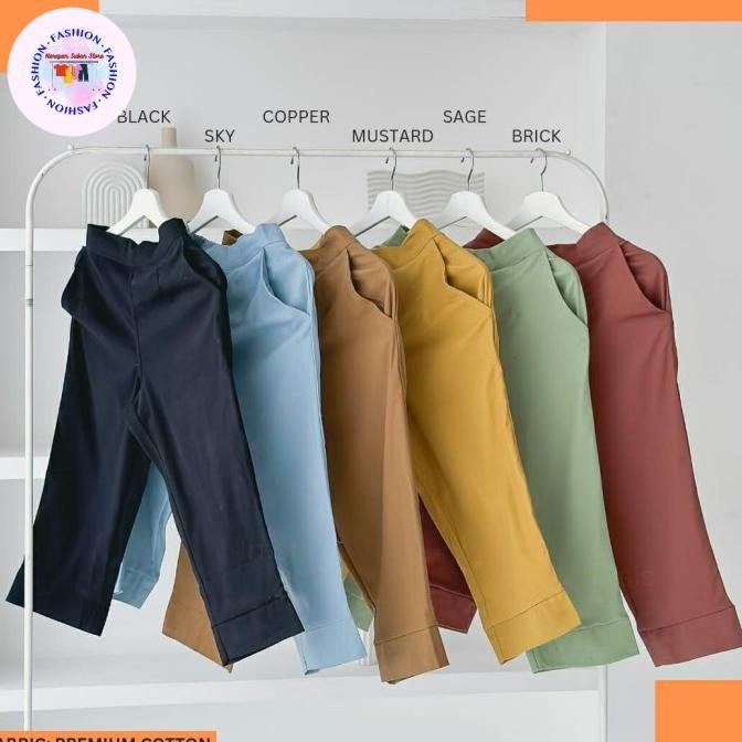 Promo Celana 7/9 Wanita Katun Gio Baggy Pants Twill Combed Chinos Premium