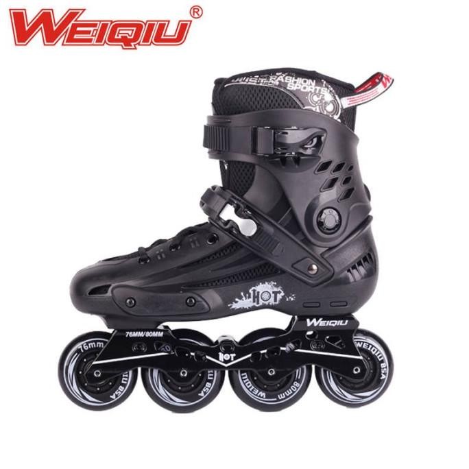 TERMURAH - Sepatu roda WEIQIU Hotspot Inline Skate Freestyle BLACK dewasa slalom