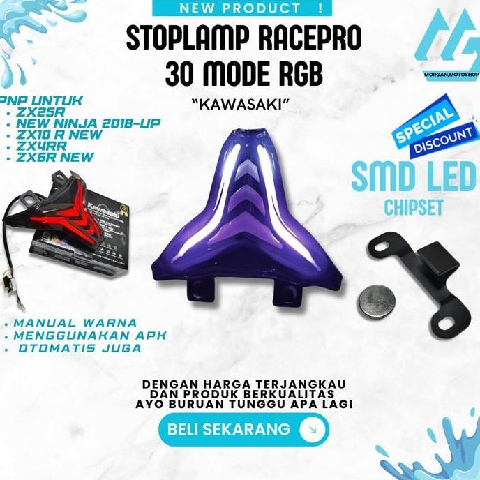 NEW STOPLAMP RACEPRO ZX25R NEW NINJA ZX4R ZX6R ZX10R MODEL RGB  MEMILIKI 30 MODE BISA OTOMATIS DAN M