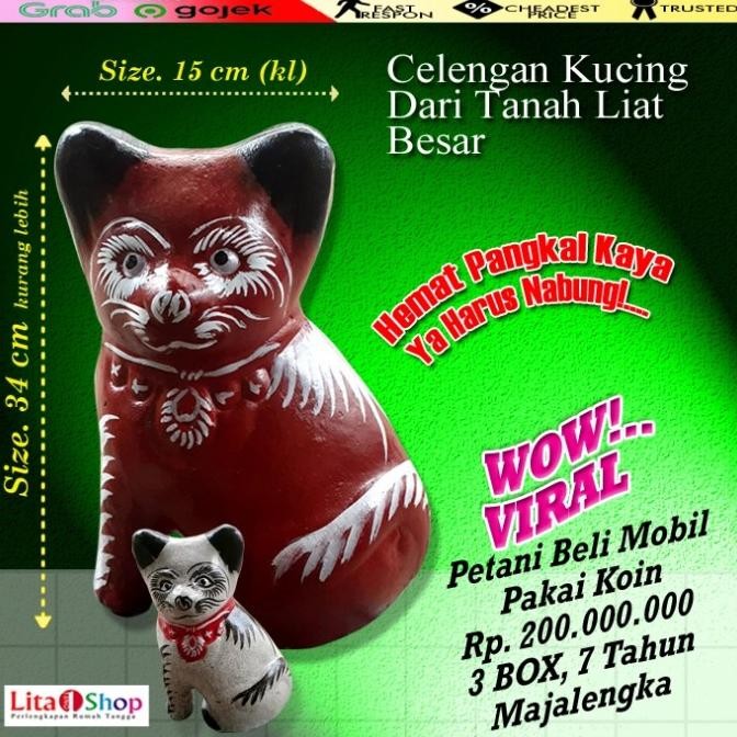 Promo Celengan Tanah Liat Kucing Besar/Celengan Gerabah Tanah Kucing Murah COD