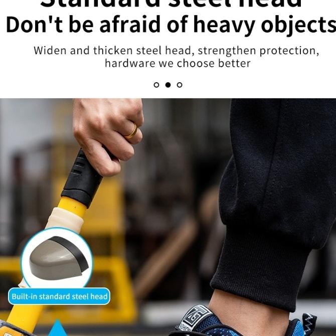 Sepatu safety shoes pria sport sneaker fashion nyaman ringan biru 04