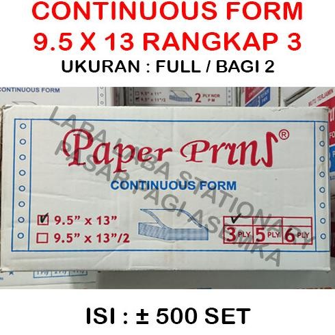 

BEBAS ONGKIR - Continuous Form Paper Print 9.5 x 13 // 9.5 x 13/2 Rangkap 3