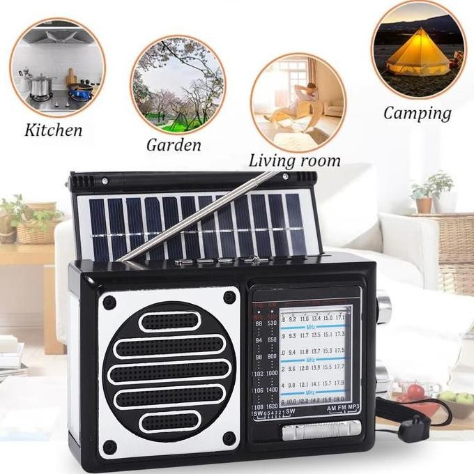 RADIO BLUETOOTH TENAGA SURYA/MATAHARI FLECO F-358 BISA BLUETOOTH SPEAKER + SENTER LED + LAMPU LED + 