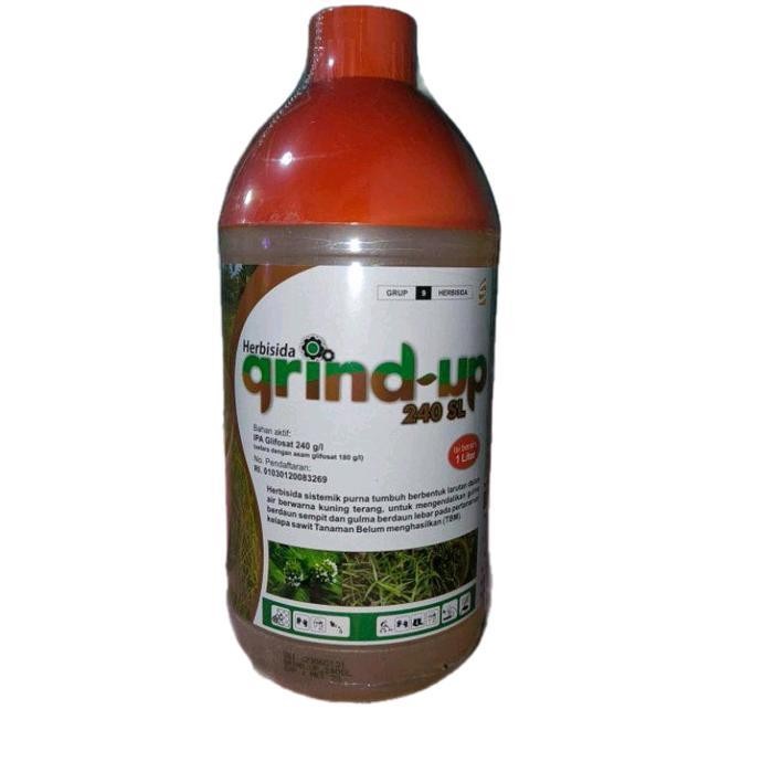 Herbisida sistemik mati sampai akar Grind up. 1lt cairan Kuning Tanaman liar obat rumput mati sampai