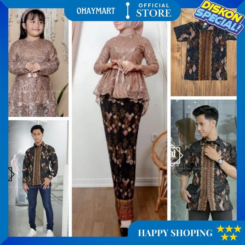 Set Couple Kebaya Modern-Kebaya Sarimbit Pesta-Kebaya Ibu Dan Anak Couple Kemeja Batik-Setelan Kebay