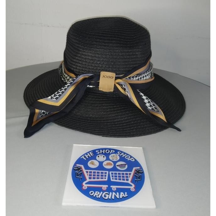 Topi Bucket Pantai Golf Xxio Women'S Paper Straw Hat Original Black Co