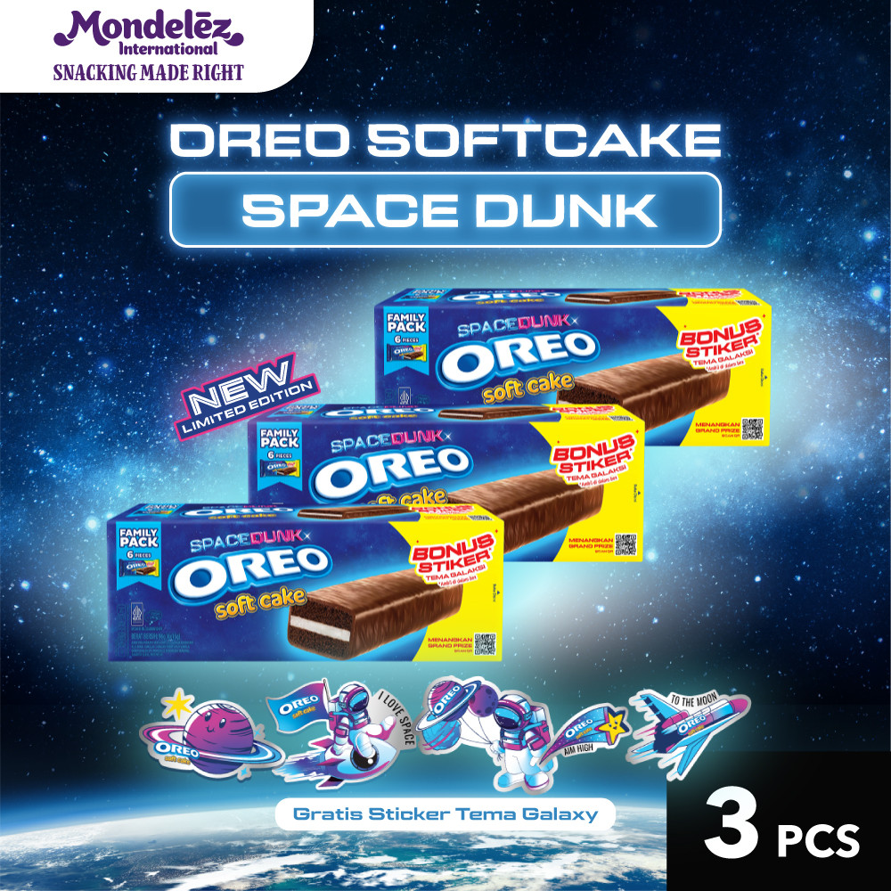 

3 Box Oreo Bolu Soft Cake Box Isi 6 Pcs - 96g (6 Pcs x 16g) [ Space Dunk Edition ] | Untuk Camilan bersama keluarga