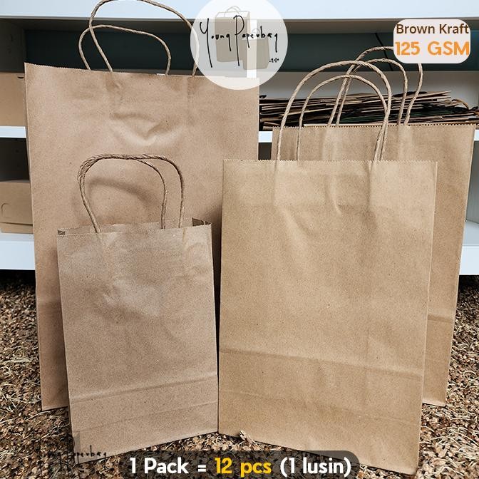 

fgk-24 Paper Bag/Tas Kertas Paperbag Polos Kraft Coklat XS | S 125GSM Murah