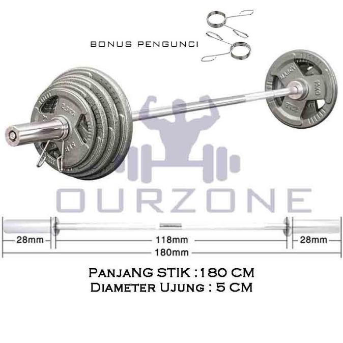 Olympic Bar Stik Barbel Lurus Dumbell Straight Bar 180Cm Co