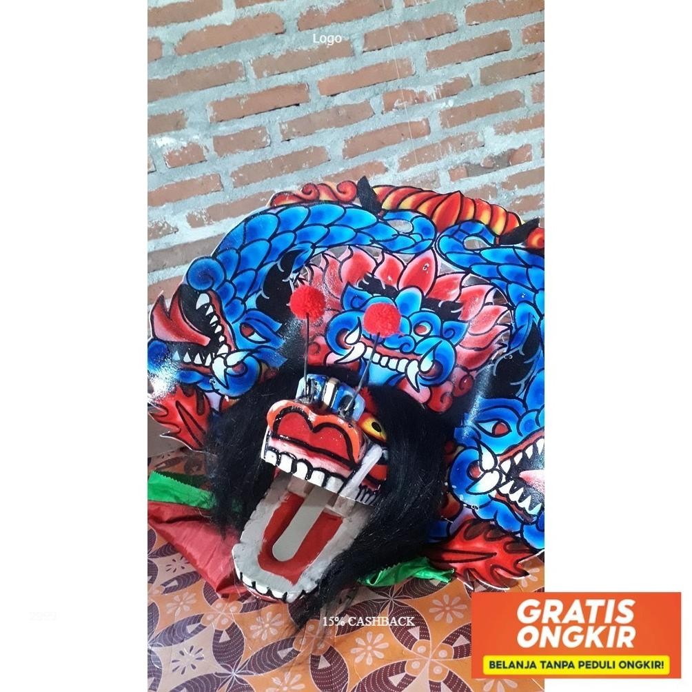 [New Barongan Kayu] Barongan Barongan Telon Biru Full Kayu Waru Ukuran 17-18 Ukir Alus  Diskon