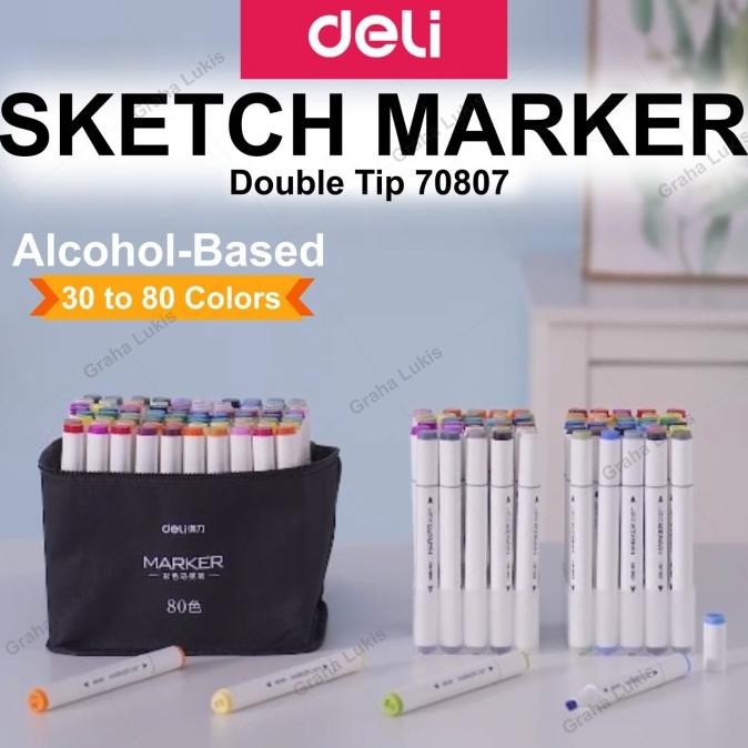 Deli Color Marker With Bag Spidol Warna Dengan Tas 30/40/60/80 70807