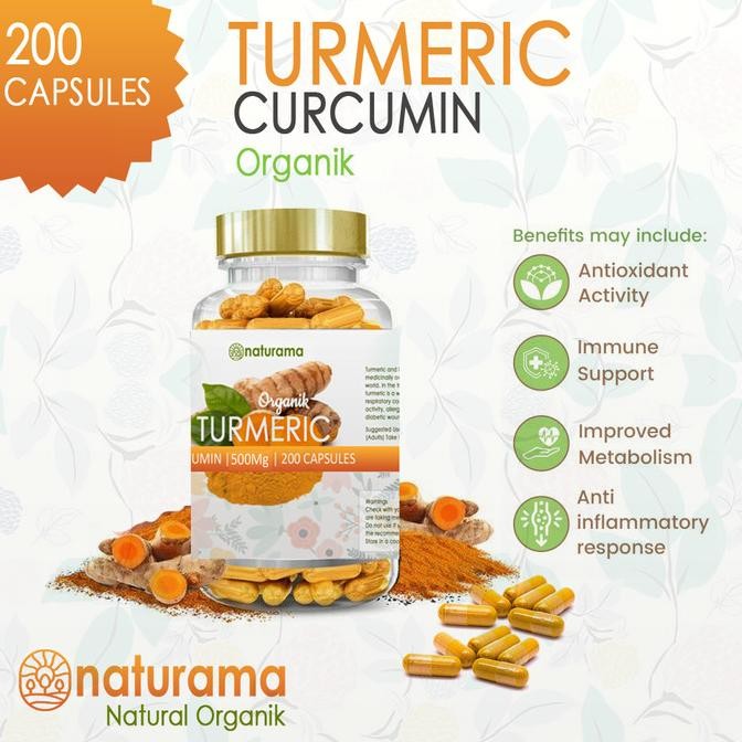 Turmeric Curcumin Organic 200 Kapsul Naturama Kapsul Kunyit Organik