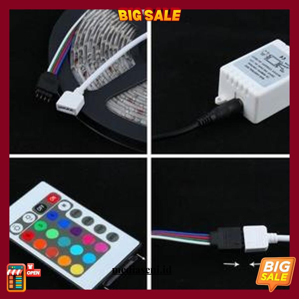 Paket Lampu Led Strip 2835 Rgb 5M 10M Waterproof Rgb Remote Lampu Hias Warna Warni Lampu Kamar Aesth