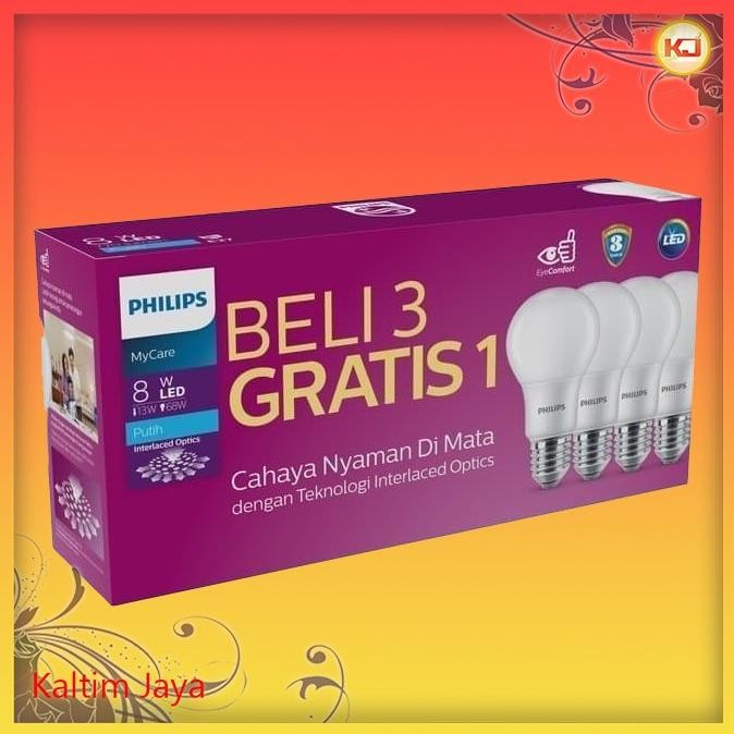 Termantab] Lampu Bohlam LED Philips 8 WATT 8WATT 8W 8 W Paket isi 4