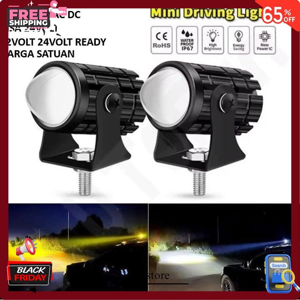 Lampu Tembak Sorot Mini 2 Warna Ac Dc Motor Mobil Truk Super Bright Terlaris