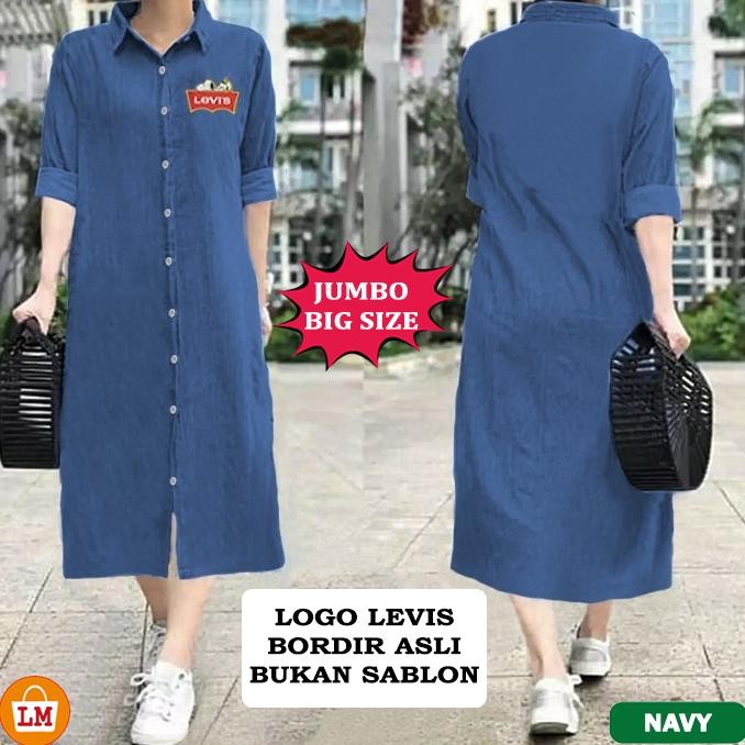 hj-45 LM 16353 16356 Baju Tunik Wanita Motif Lucu Bordir Asli LONG TUNIC JEANS & DENIM BIG SIZE JUMB