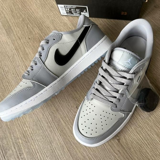 Sepatu Sneakers Jordan 1 Low Golf Pria Wolf Grey ORIGINAL MATERIALS