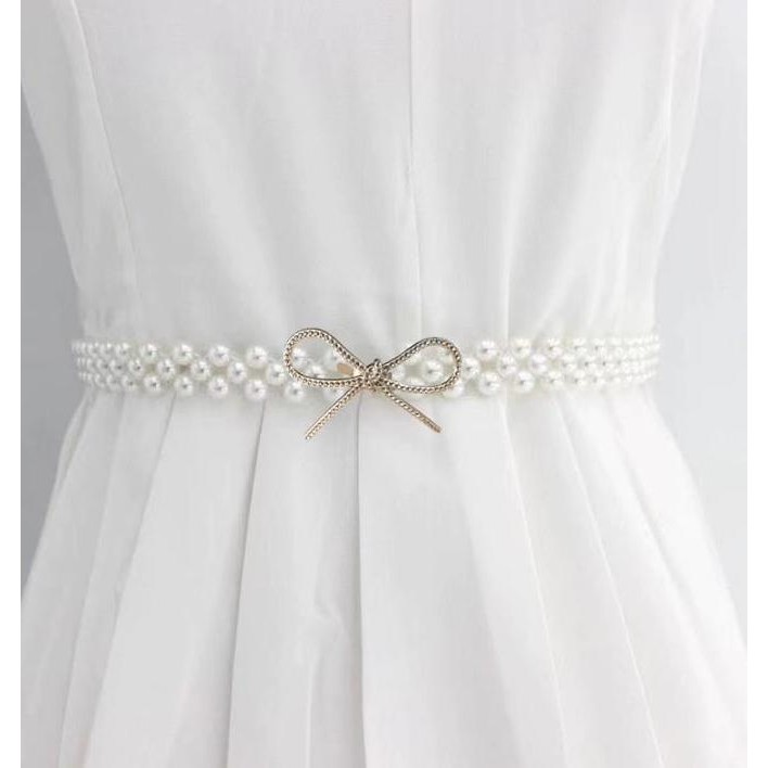 Ikat gang Wanita MUTIARA Korea Fashion Women Pearl Belt Elastis