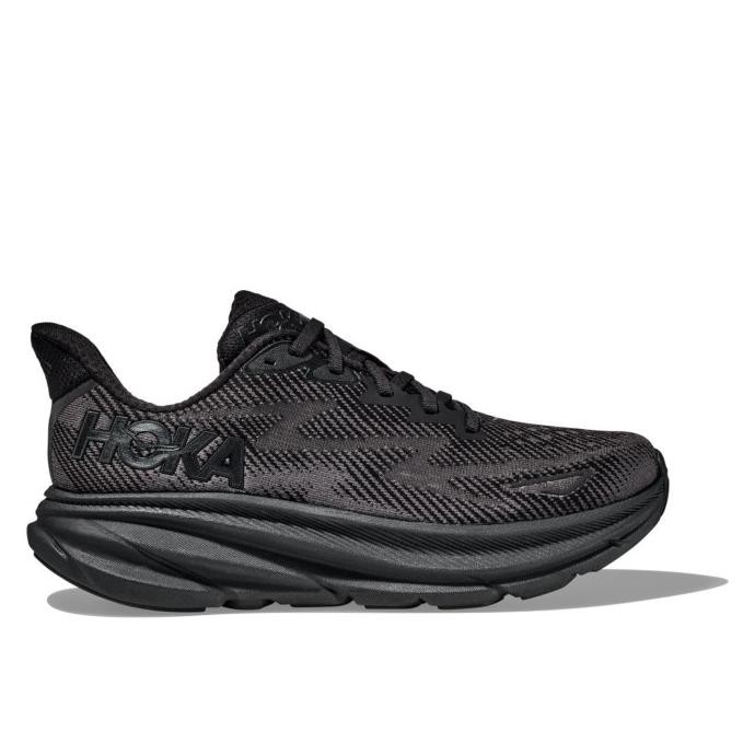 Hoka Clifton 9 Mens Road Running Shoes - Black / Black DVS