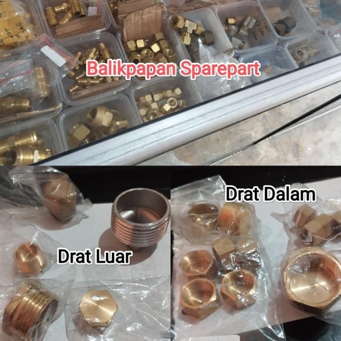 Ready oke] Dop Plug end cap tutup kuningan male female drat dalam drat luar NPT