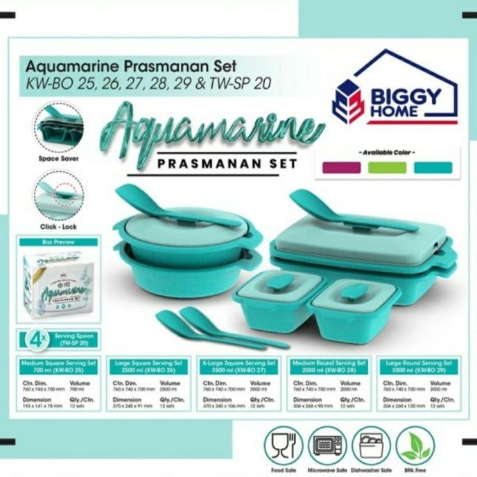 Bisa Gosend Prasmanan Set - Kotak#Tupperware Set Sayur Lauk Aquamarine Biggy Set