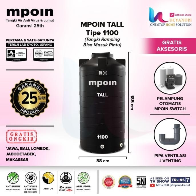 Miliki Tangki Air Mpoin 1200 Tall Toren Tandon Tanki 1200 L Mpoin Plus