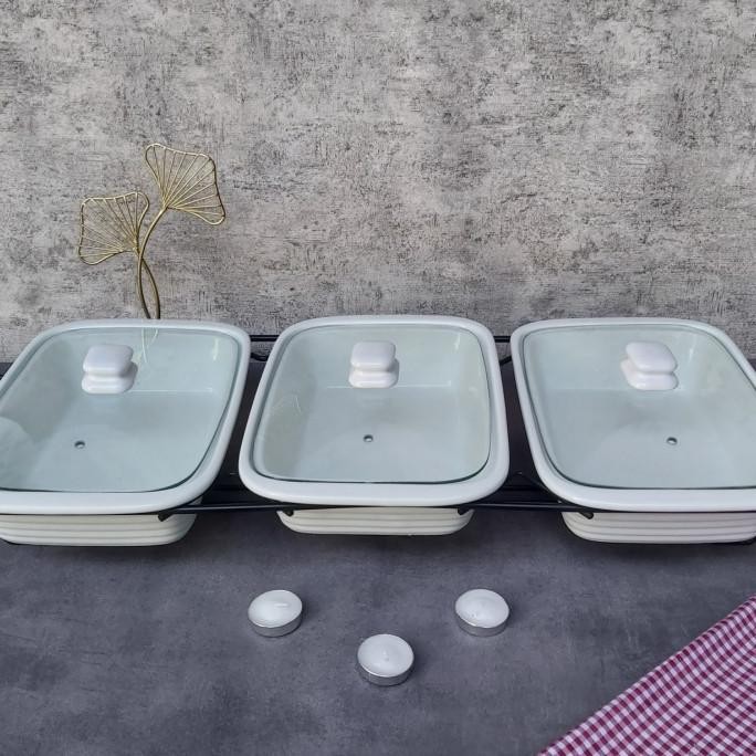 Prasmanan Set Keramik Tutup Kaca Transparan ~ 3 Baris