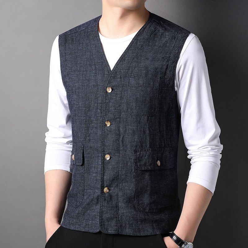 Rompi Pria Bernapas Tipis Longgar Tanpa Lengan T Jaket Tanpa Lengan