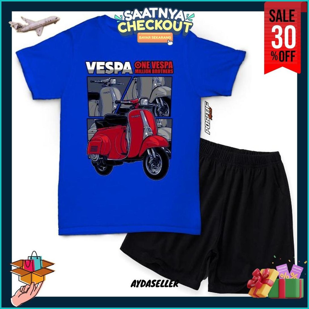 Positif Merch - Baju Kaos Setelan Anak Motor Vespa Laki Perempuan Cod