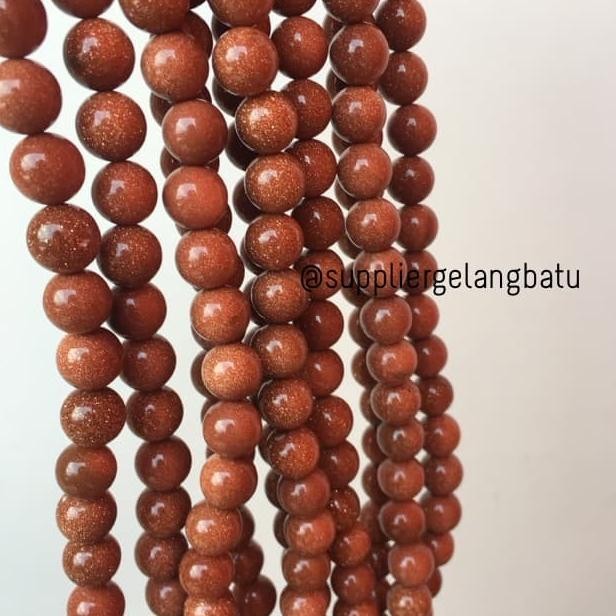 bahan gold sand stone batu pasir emas kalung craft diy gelang 10mm murah