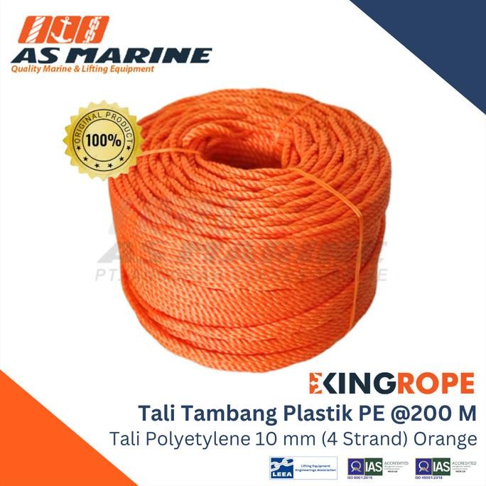 

Tali Tambang Plastik Pe / Tali Polyetylene Orange 10 Mm 200 Meter 4 Strand Kingrope New Stok