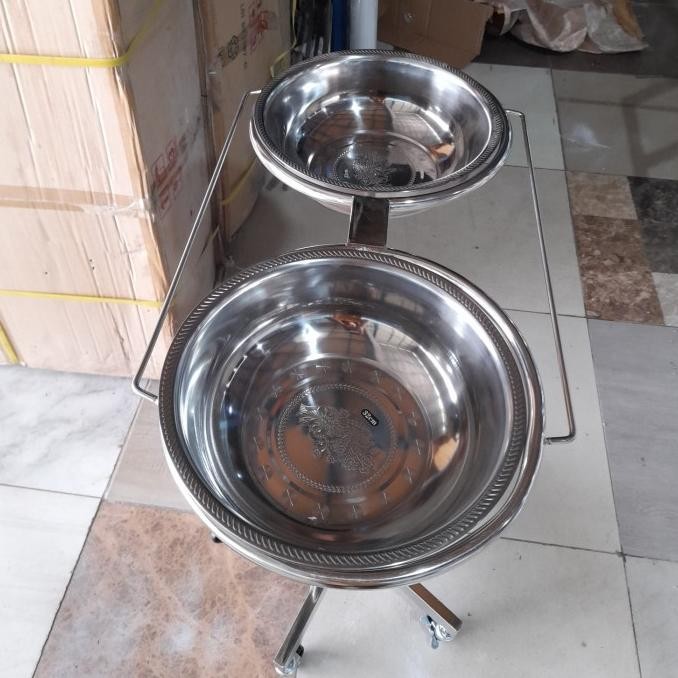 Stand Waskom Double Kaki 1 Stainless - Troli Waskom Double Free Waskom New Stok