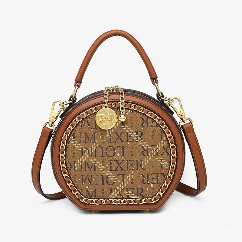 Tas Bulat Kecil Trendy untuk Wanita Tahun Ini224Tas Bulat Kecil Fashion Cetakan Bertekstur Tas Tanga