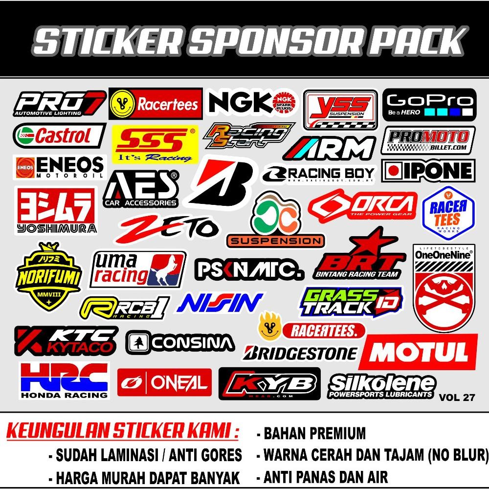 dg-78 STIKER SPONSOR PACK BRAND LOGO TERKENAL VIRAL STICKER AESTHETIC RACING ANTI LUNTUR Terlaris
