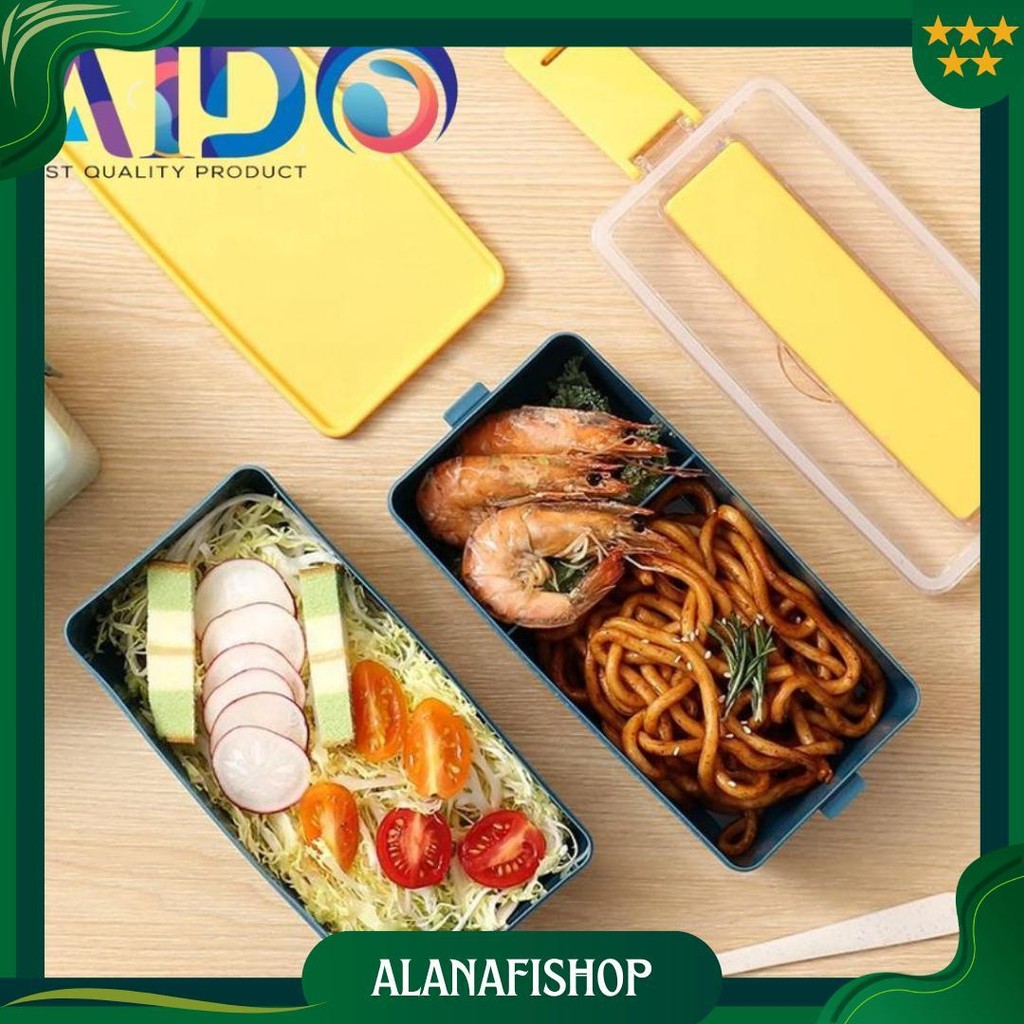 Lunch Box Set Kotak Bekal Makan Jerami Gandum Kotak Makan Anti Tumpah Free Sendok Dan Garpu  31003 P